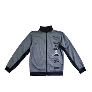 Jordan Boys Full Zip Track Jacket Gray Black Size M